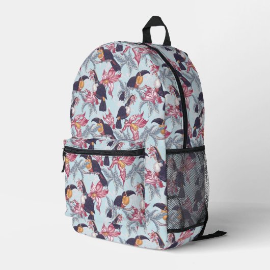 Sac À Dos Imprimé Toucans Avec Fleurs Exotiques (Coin arrière droit)