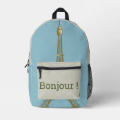 Sac À Dos Imprimé Tour Eiffel - Bonjour (Recto)