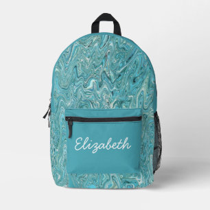 Sac À Dos Imprimé Tourbillon de marbre liquide bleu turquoise vert n