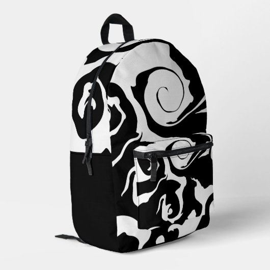 Sac À Dos Imprimé Tourbillon noir et Marbre blanc moderne (Coin arrière gauche)