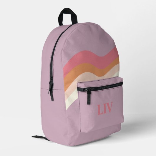 Sac À Dos Imprimé Tourbillon Rétro Rose Violet (Coin arrière gauche)