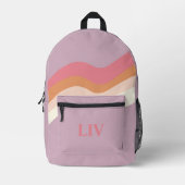 Sac À Dos Imprimé Tourbillon Rétro Rose Violet (Recto)