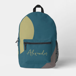 Sac À Dos Imprimé Tourbillons Bleu Marron et Gris