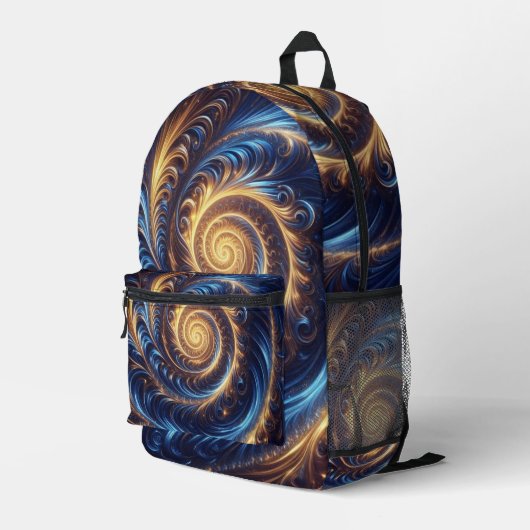 Sac À Dos Imprimé Tourbillons bleu royal et or de l'espace (Coin arrière droit)