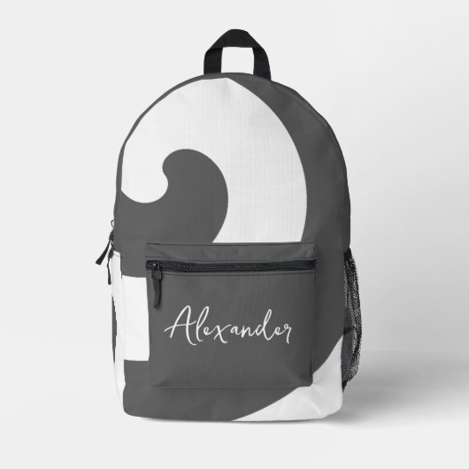 Sac À Dos Imprimé Tourbillons gris et blanc (Recto)