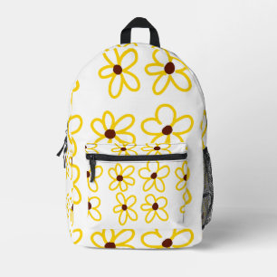 Sac À Dos Imprimé Tournesol marron jaune motif floral moderne boho