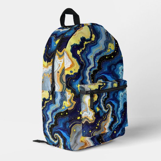 Sac À Dos Imprimé Tournoyants bleus et dorés 1 (Coin arrière gauche)