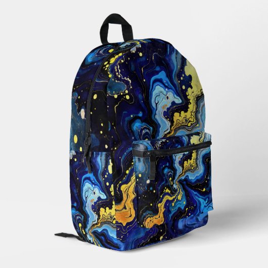 Sac À Dos Imprimé Tournoyants bleus et dorés 4 (Coin arrière gauche)