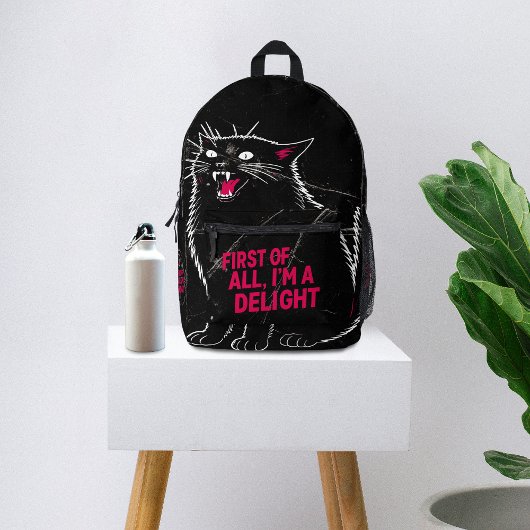 Sac À Dos Imprimé Tout D'abord Je Suis Un Délice Chat Noir Rugissant