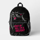 Sac À Dos Imprimé Tout D'abord Je Suis Un Délice Chat Noir Rugissant (Recto)