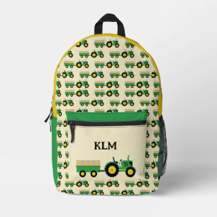 Sac À Dos Imprimé Tracteur vert et jaune Monogramme de ferme