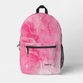 Sac À Dos Imprimé Trendy rose et or marbré (Recto)