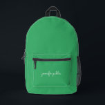 Sac À Dos Imprimé Trendy Sea Green Solid Color Stylish Script Name<br><div class="desc">Tendance Personnalisée Moderne Cute Simple Modèle Télécharger Image Photo Ou Logo D'Entreprise Ajouter Calligraphie Script Nom Ou Texte Mer Vert Accessoires Couleur Solide / Sacs & Portes / Sac À Dos.</div>