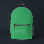 Sac À Dos Imprimé Trendy Sea Green Solid Color Stylish Script Name<br><div class="desc">Tendance Personnalisée Moderne Cute Simple Modèle Télécharger Image Photo Ou Logo D'Entreprise Ajouter Calligraphie Script Nom Ou Texte Mer Vert Accessoires Couleur Solide / Sacs & Portes / Sac À Dos.</div>