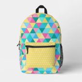 SAC À DOS IMPRIMÉ TRIANGLE JAUNE ROSE BLEU VERT & POIS (Recto)