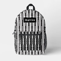 Tribal géométrique noir et blanc avec nom