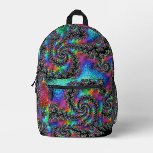 Sac À Dos Imprimé Trippy Hippie psychédélique arc-en-ciel spirale fr (Recto)
