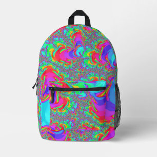 Sac À Dos Imprimé Trippy Retro Vibrant Neon Arc-en-ciel Fractal Art