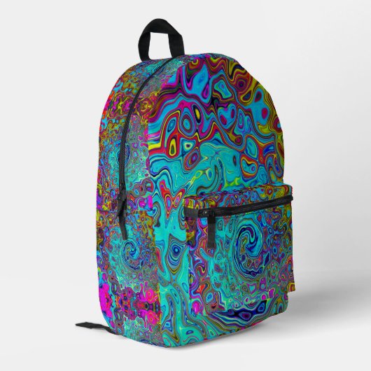 Sac À Dos Imprimé Trippy Sky Blue Abstrait Retro Liquid Swirl (Coin arrière gauche)