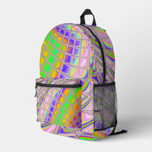 Sac À Dos Imprimé Trippy Super Vibrant Abstrait Digital Fractal Art