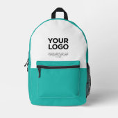 Sac À Dos Imprimé Turquoise | Logo et texte professionnels personnal (Recto)