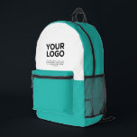 Sac À Dos Imprimé Turquoise | Logo et texte professionnels personnal<br><div class="desc">Turquoise | Logo professionnel personnalisé et sac à dos imprimé professionnel</div>