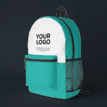 Sac À Dos Imprimé Turquoise | Logo et texte professionnels personnal<br><div class="desc">Turquoise | Logo professionnel personnalisé et sac à dos imprimé professionnel</div>