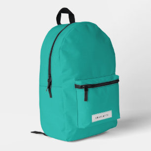 Sac À Dos Imprimé Turquoise Moderne Minimaliste Couleur Unie Nom Per