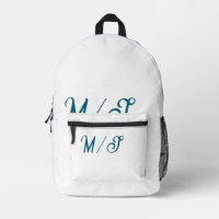 Turquoise monogramme nom de couple de mariés simpl