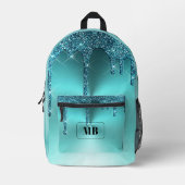 Sac À Dos Imprimé Turquoise Parties scintillant métallique Monogramm (Recto)