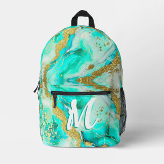 Sac À Dos Imprimé Turquoise sarcelle encre alcoolique Faux Or Person