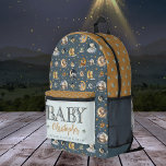 Sac À Dos Imprimé Twinkle Little Star Animal Motif Nom du bébé<br><div class="desc">"Twinkle Little Star" "Baby" nom animal et lunes motif en bleu ciel et récolter le ton or.</div>