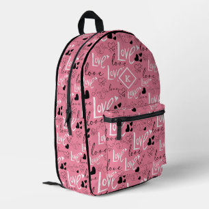 Sac À Dos Imprimé Typographie d'amour blanche et noire Valentines mo