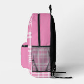 Sac À Dos Imprimé Typographie féminine rose chaud Nom Girl Plaid (Droite)