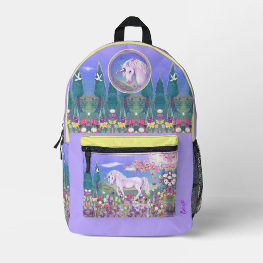 Sac À Dos Imprimé Un paradis mauve (Recto)