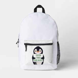 Sac À Dos Imprimé Un pingouin tenant un panneau avec un texte person