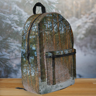 Sac À Dos Imprimé Une journée ensoleillée en hiver dans la pinède