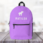 Sac À Dos Imprimé Unicorn Girls Jolie fille mignonne pourpre<br><div class="desc">Un design personnalisé sur un arrière - plan violet avec une icône de motif unicorne en blanc qui peut être facilement remplacé par télécharger votre propre logo, image ou motif! Le nom monogramme personnalisé en typographie de bloc moderne blanche peut être remplacé par votre propre nom ou texte personnalisé. Le...</div>