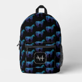 Sac À Dos Imprimé Unicorn Sparkles aqua blue ombre motif Monogramme (Recto)