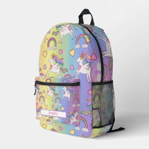 Sac À Dos Imprimé Unicorne moderne et Rainbow Motif Nom personnalisé