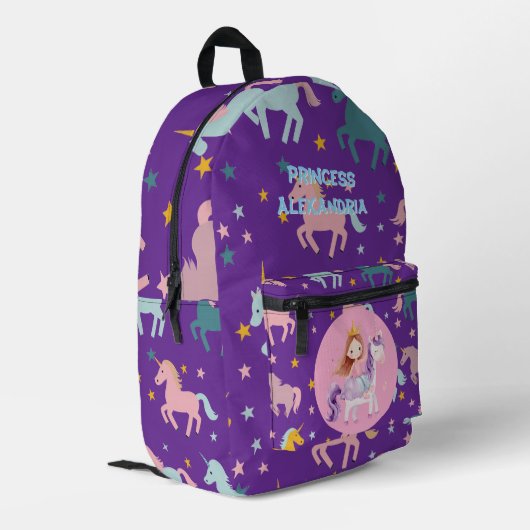 Sac À Dos Imprimé Unicorne Princesse personnalisée (Coin arrière gauche)