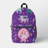 Sac À Dos Imprimé Unicorne Princesse personnalisée (Recto)