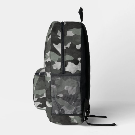 Sac À Dos Imprimé Unique Motif Camo noir et gris en relief (Droite)