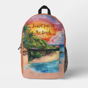 Sac À Dos Imprimé Vacances, Heure du coucher de soleil à la plage, É