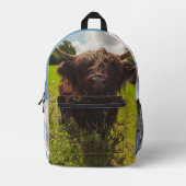 Sac À Dos Imprimé Vache noire pâturage vert champ soleil (Recto)