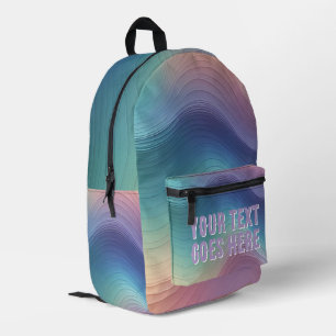 Sac À Dos Imprimé vague arc-en-ciel ombré coloré votre texte ici