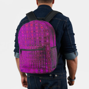 Sac À Dos Imprimé Vagues de Boomerang Rétro Magenta Abstraites