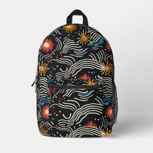 Sac À Dos Imprimé Vagues florales Abstraites sur noir