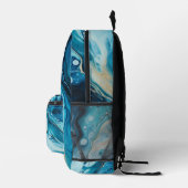 Sac À Dos Imprimé Vagues océaniques bleu et or (Droite)