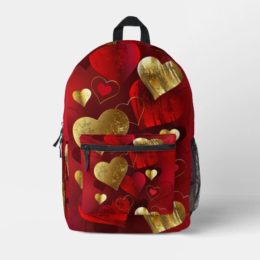 Sac À Dos Imprimé Valentines dorées et rouges (Recto)